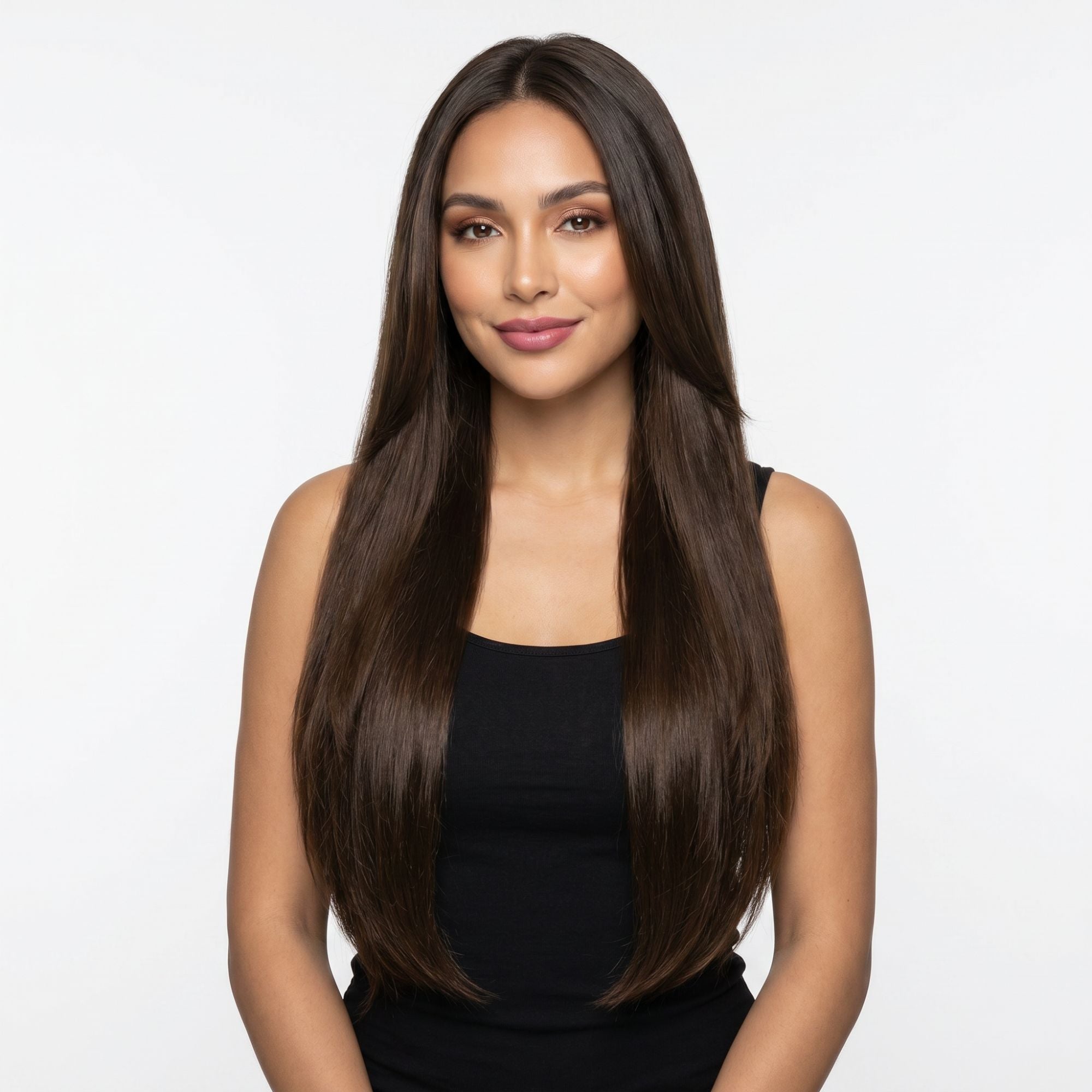 Havana Invisible Clip-In Hair Extensions Dark Brown